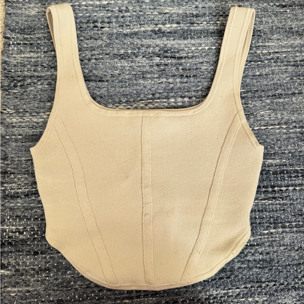 Aritzia Sculpt Knit Bustier Tank - Cream